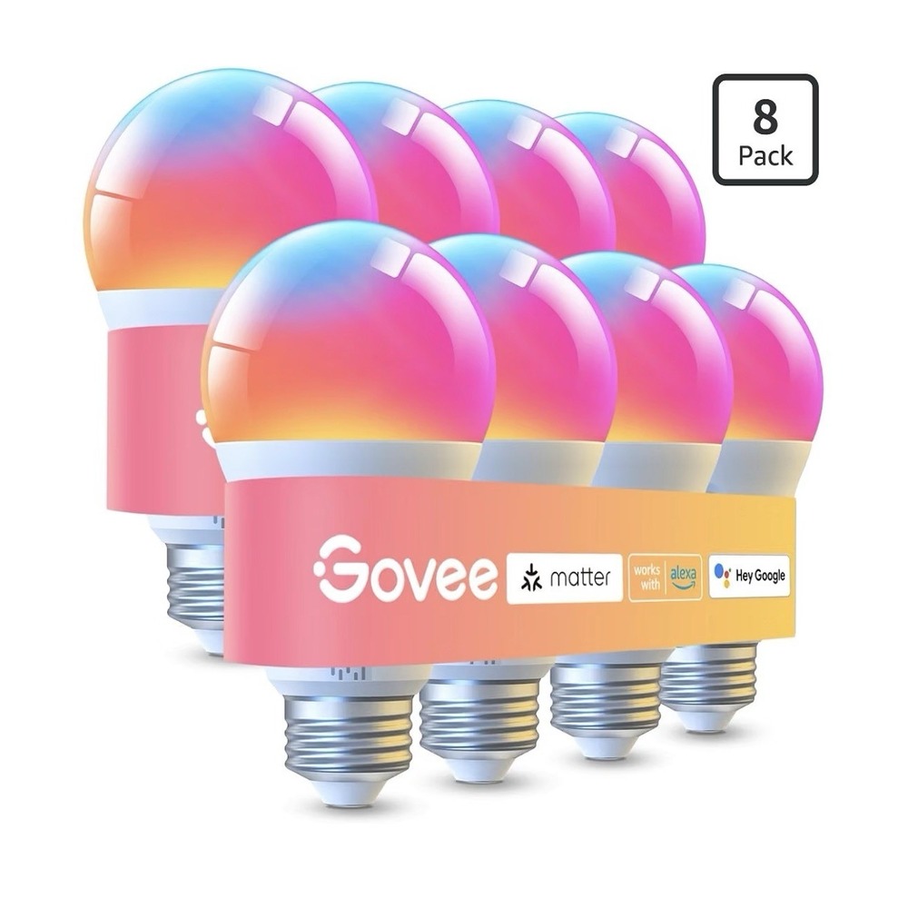 Govee RGBWW Smart LED Bulb 8-Pack H6006 A19 E26 1000LM Matter Alexa Google